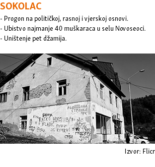 SOKOLAC - Progon na političkoj, rasnoj i vjerskoj osnovi. - Ubistvo najmanje 40 muškaraca u selu Novoseoci. - Uništenje pet džamija. ﷯ Izvor: Flicr 